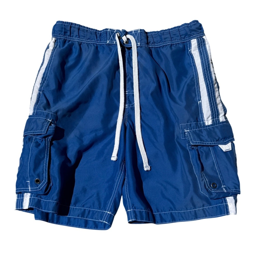 No Boundaries Swim Trunks Mens M Blue Excellent Cargo Board Shorts Striped